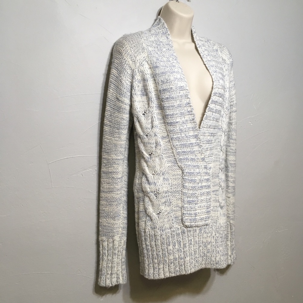 Gentle Fawn Blue White Long V-Neck Soft Sweater - Picture 2 of 8
